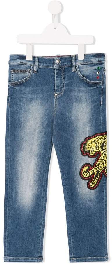 Philipp Plein Junior patch embellished jeans