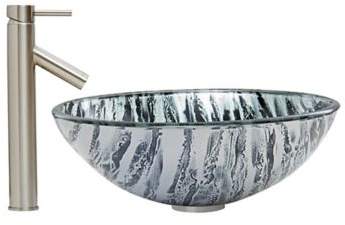 Vigo Rising Moon Vessel Sink and Dior Faucet Set in Brushed Nickel