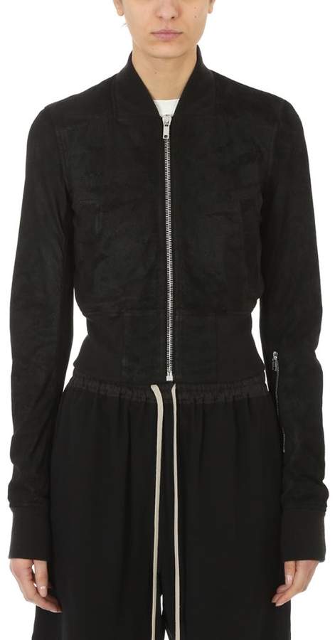 Ribwaist Bomber Black Leather Jacket