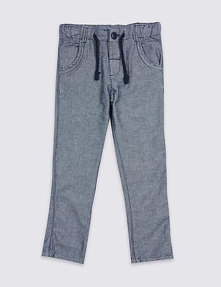 Pure Cotton Textured Trousers (3 Months - 7 Years)
