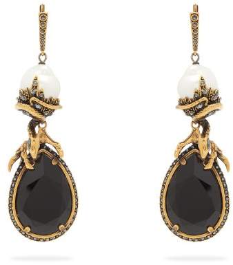 Crystal-embellished and faux-pearl drop earrings
