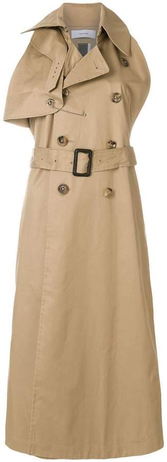 double-breasted sleeveless long coat