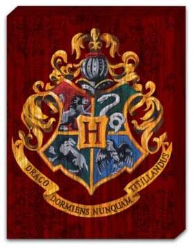 Harry Potter Hogwarts Painted Crest on Banner Box Sign