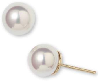 Round Simulated Pearl Stud Earrings