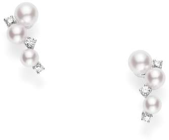 Pearl & Diamond Cluster Earrings
