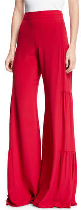 Alexis Talley Shirred Wide-Leg Silk Pants