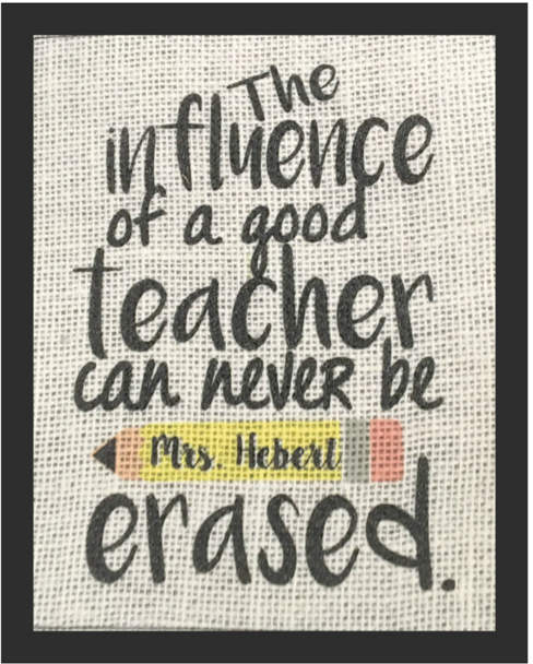 'Influence of a Good Teacher' Personalized Burlap Print