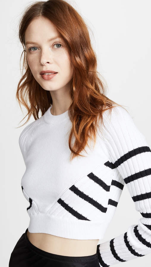 Multi Direction Striped Cropped Sweater