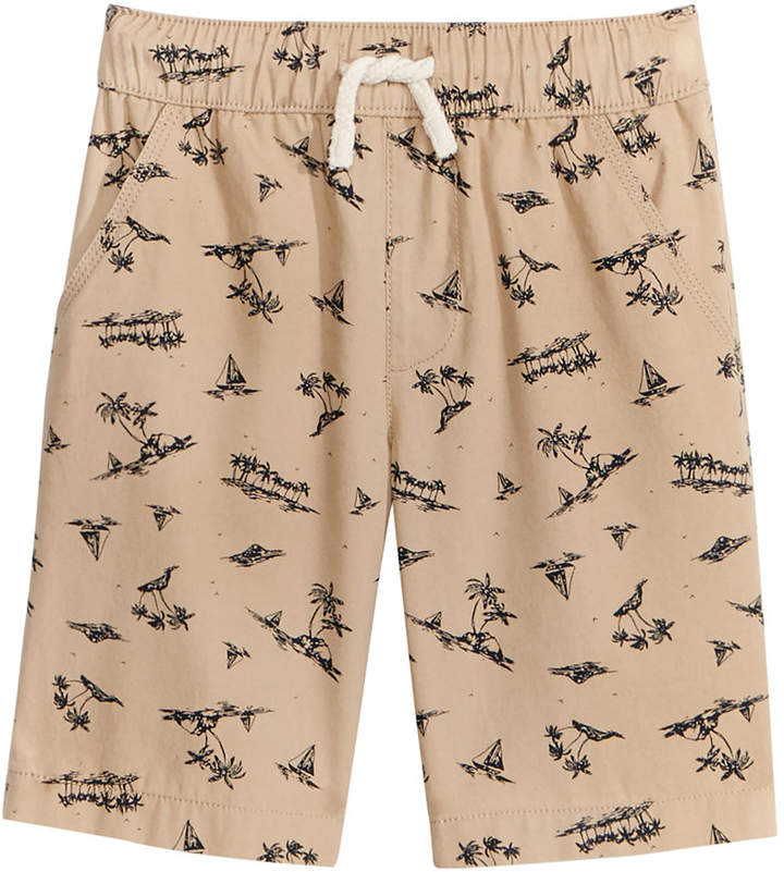 Palm-Print Cotton Shorts, Little Boys, Created for Macy's