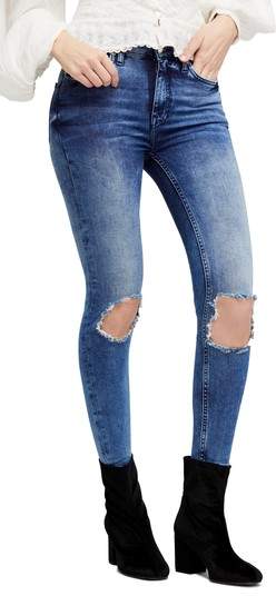 High Rise Busted Knee Skinny Jeans