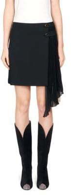 Pleated Side Wool Mini Skirt