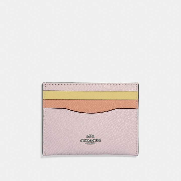 Coach New YorkCoach Card Case In Colorblock - ICE PINK MULTI/SILVER - STYLE