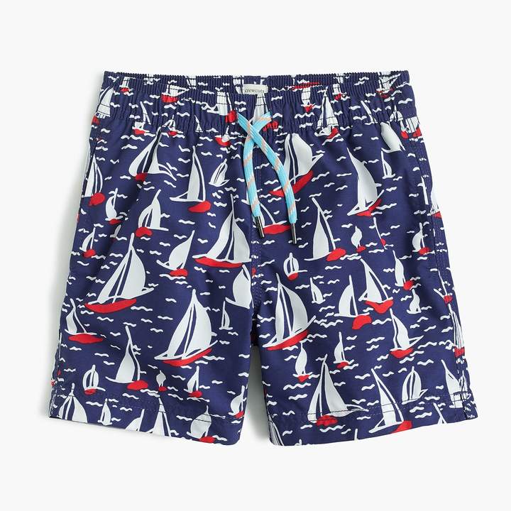 Boys' sailboat-print swim trunk