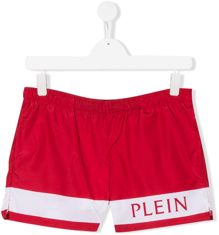 Philipp Plein Junior logo print swim shorts