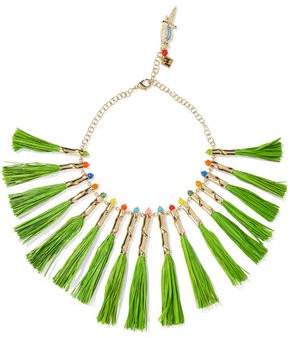 Aloha Gold-Tone Raffia And Quartz Necklace