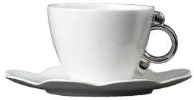 Prouna Geometrica Silver Teacup & Saucer