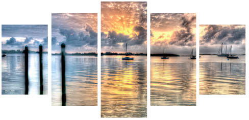 Zipcode Design 'Calm Waters' 5 Piece Photographic Print on Wrapped Canvas Set