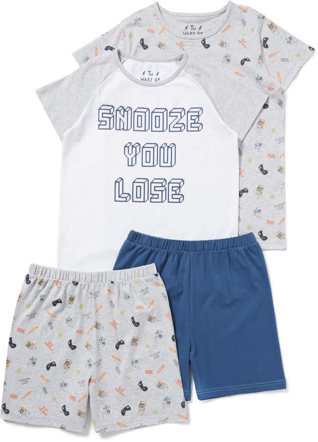 Tu Clothing 2 Pack Multicoloured 'You Snooze You Lose' Pyjamas