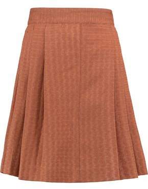 Pleated Crochet-Knit Wool-Blend Mini Skirt