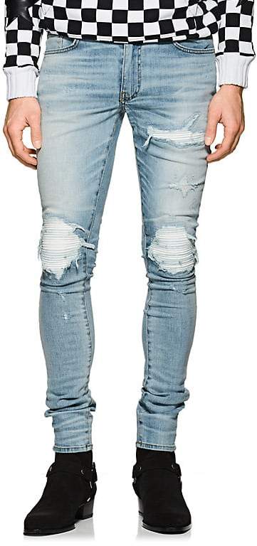 Men's MX1 Leather-Inset Slim Jeans