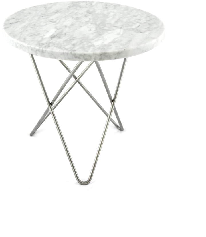 Ox Denmarq - Mini O Beistelltisch Ø 40 cm, edelstahl / Marmor weiß