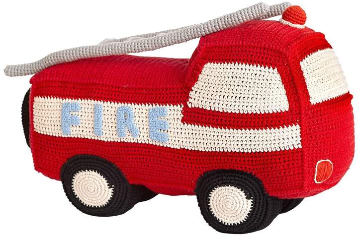 Hand-Crocheted Cotton Fire Truck Rattle