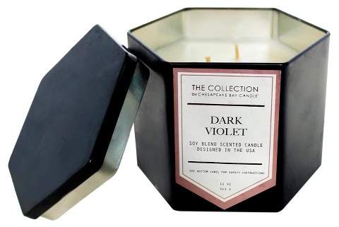Hexagon Black Tin Candle - Dark Violet - 11oz - The Urban Collection by Chesapeake Bay Candle