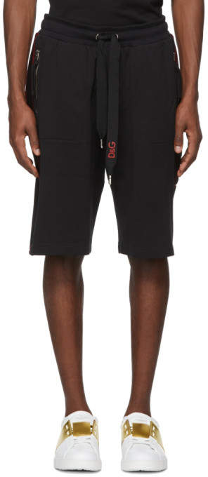 Black Side Appliqué Sweat Shorts