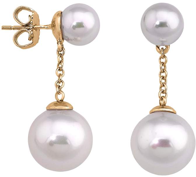 Simulated Pearl Round Drop Earrings