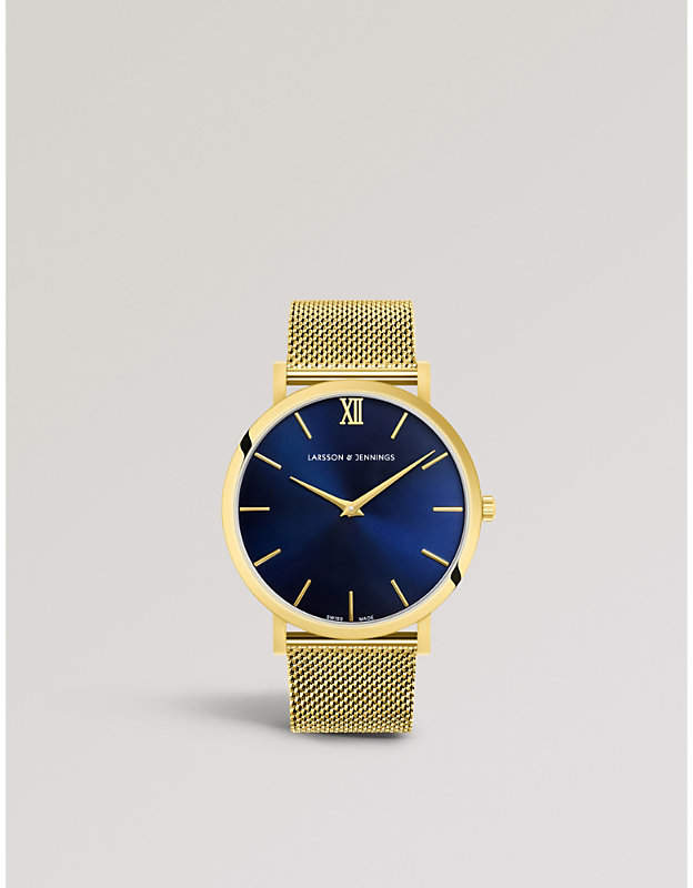 LGN40-CMGLD-CS-Q-P-GB-O Lugano Solaris gold-plated stainless steel watch