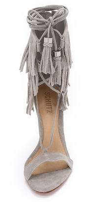 Schutz Kija Suede Fringe Sandals - ShopStyle