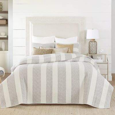 Coastal Living® Nautical Stripe Reversible Twin Quilt Set in Grey