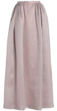 Pleated Embroidered Cotton-Blend Maxi Skirt
