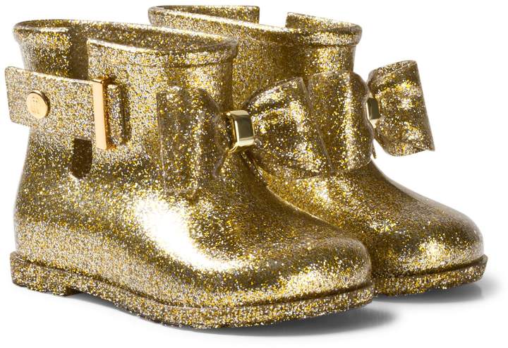 Gold Glitter Bow Welly Boots