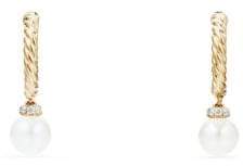 Solari Diamond & 10MM Pearl Hoop Drop Earrings