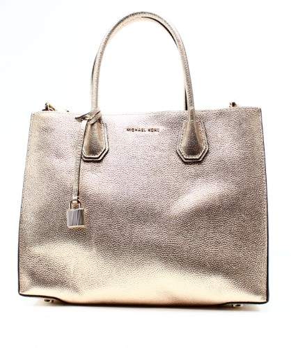 Michael Kors Mercer Large Metallic Leather Tote - Pale Gold - 30H6MM9T3M-740 - AS SHOWN - STYLE