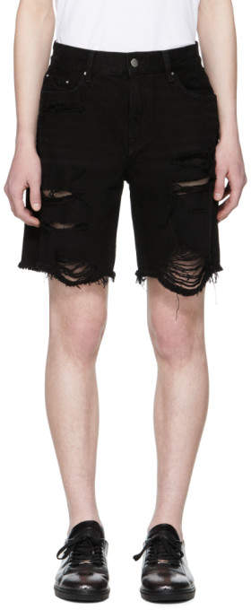 Black Thrasher Denim Shorts