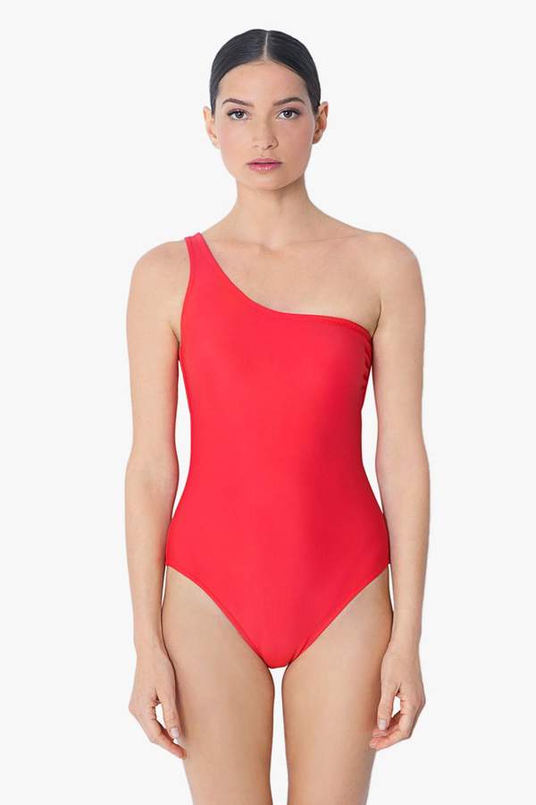 One Shoulder Red Swimsuit