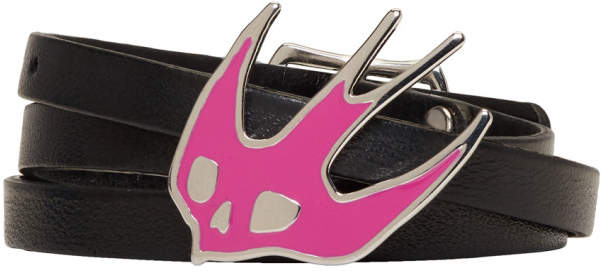 Black and Pink Swallow Triple Wrap Bracelet