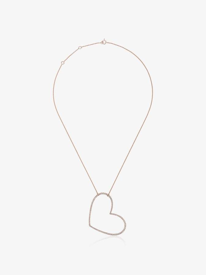 Rosa De La Cruz Rose gold and diamond necklace with large heart charm