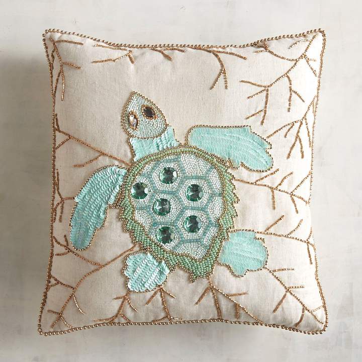 Beaded Turtle Pillow