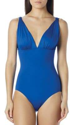 Classic Solids Draped One-Piece Swimsuit