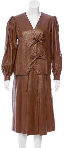 Leather Midi Skirt Suit