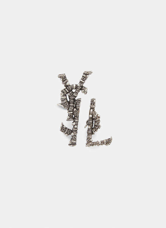 Deconstructed Logo Earrings in Silver