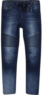 Boys blue skinny Sid biker panel jeans