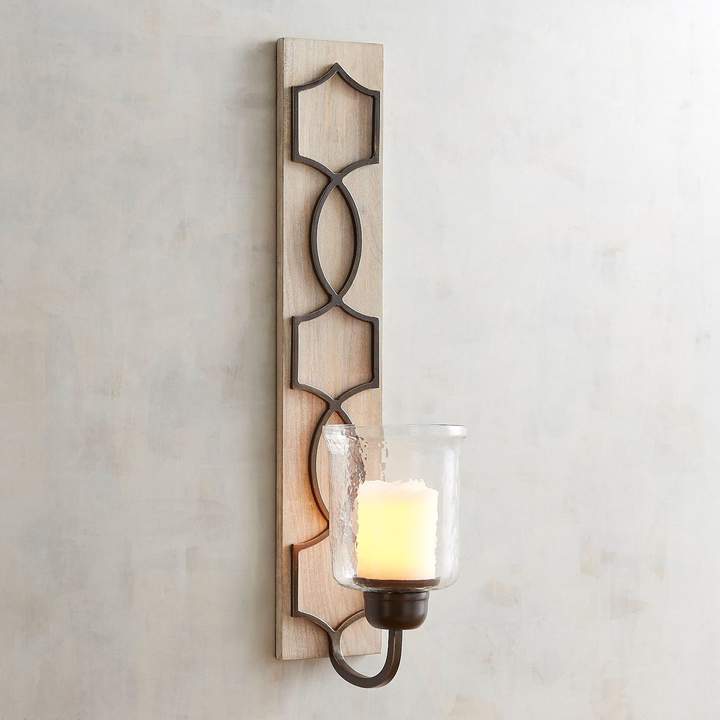 Wooden Panel Candle Holder Wall Sconce