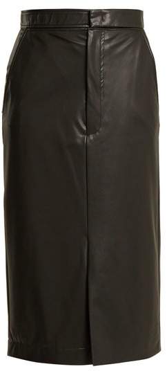 Keller faux-leather midi pencil skirt