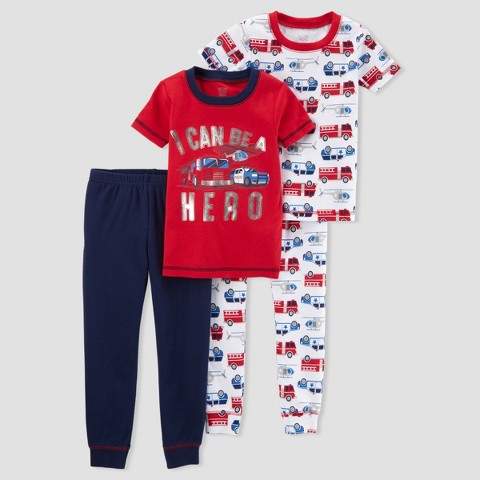 Just One You made by carter Toddler Boys' 4pc Cotton Hero Firetruck Pajama Set - Just One You Made by Carter's® Red