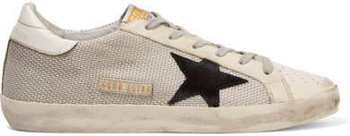 Golden Goose Deluxe Brand - Super Star Distressed Leather-paneled Mesh Sneakers - White