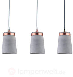 3-flg. Hängeleuchte Stig mit Beton-Schirmen